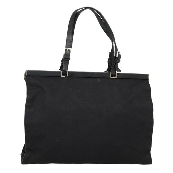 PRADA Tote Bag Canvas Black Silver - Picture 1 of 16
